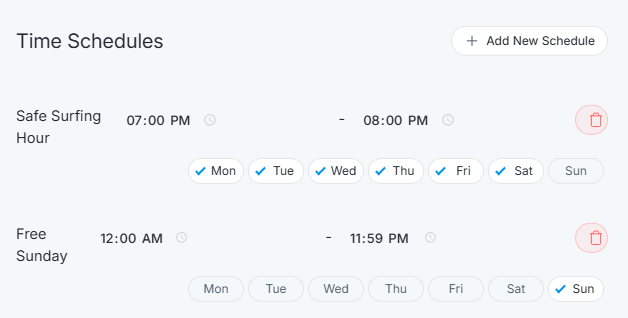 Time Schedules