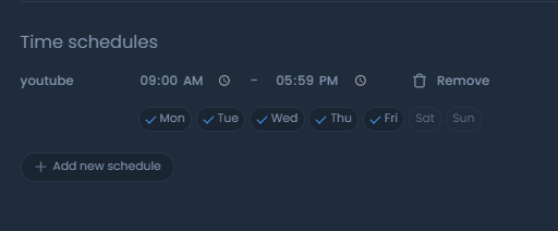 Time schedules for policies on Zenarmor