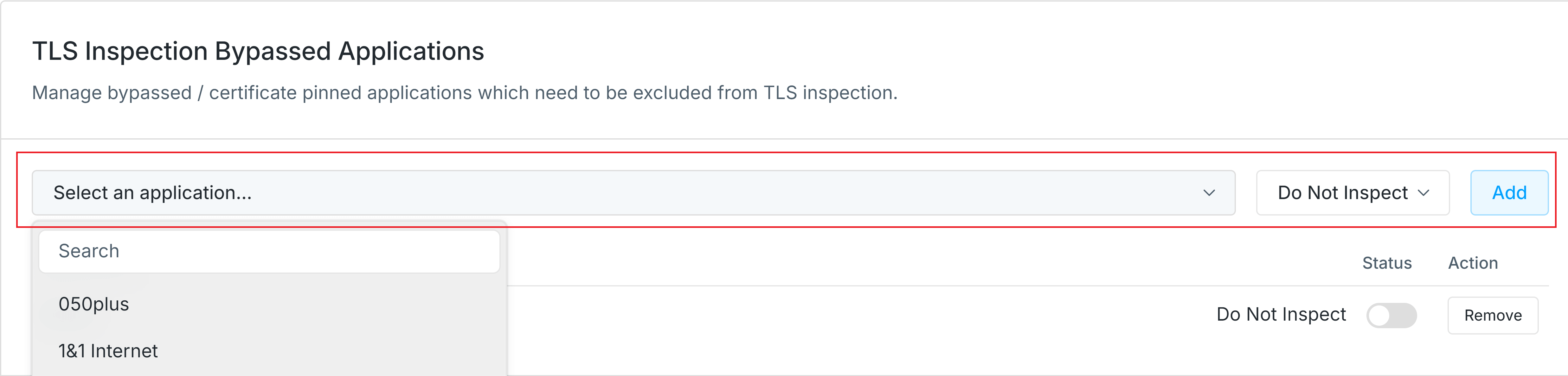 TLS Inspection Bypassed Applications