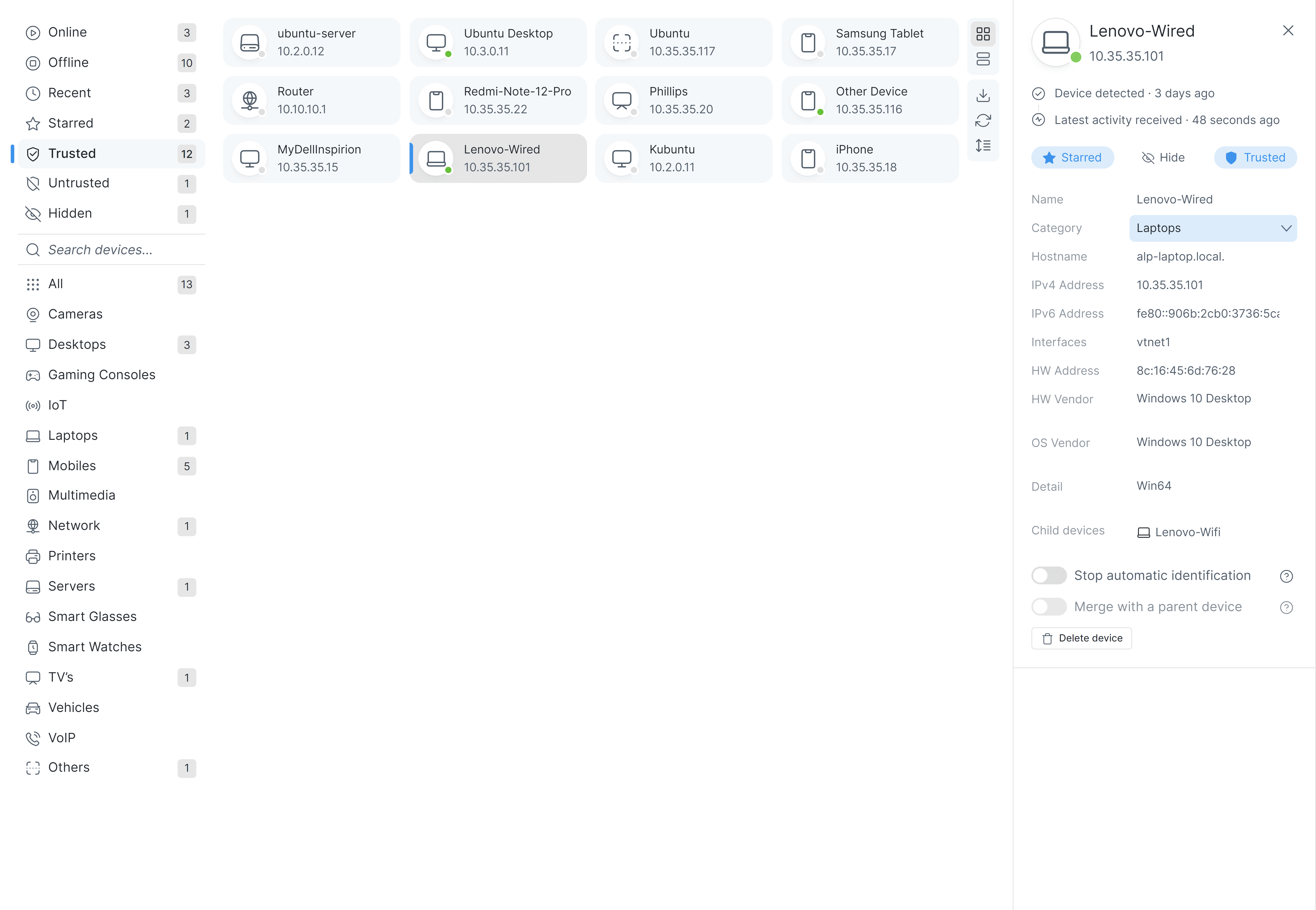 Viewing Trusted Device List on Zenconsole