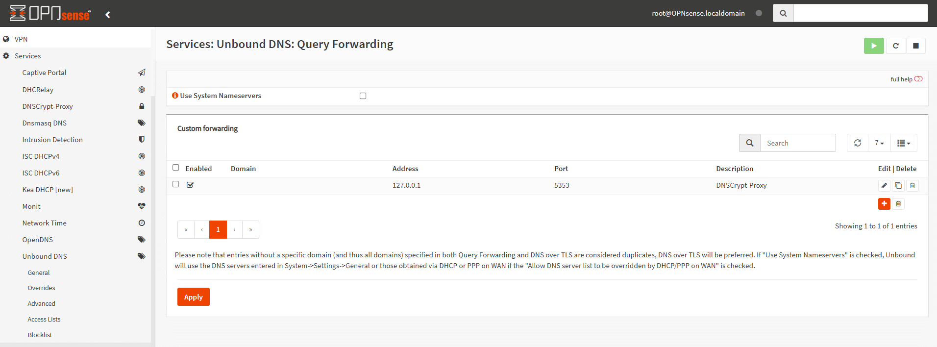 Unbound DNS Query Forwarding to DNSCrypt-proxy