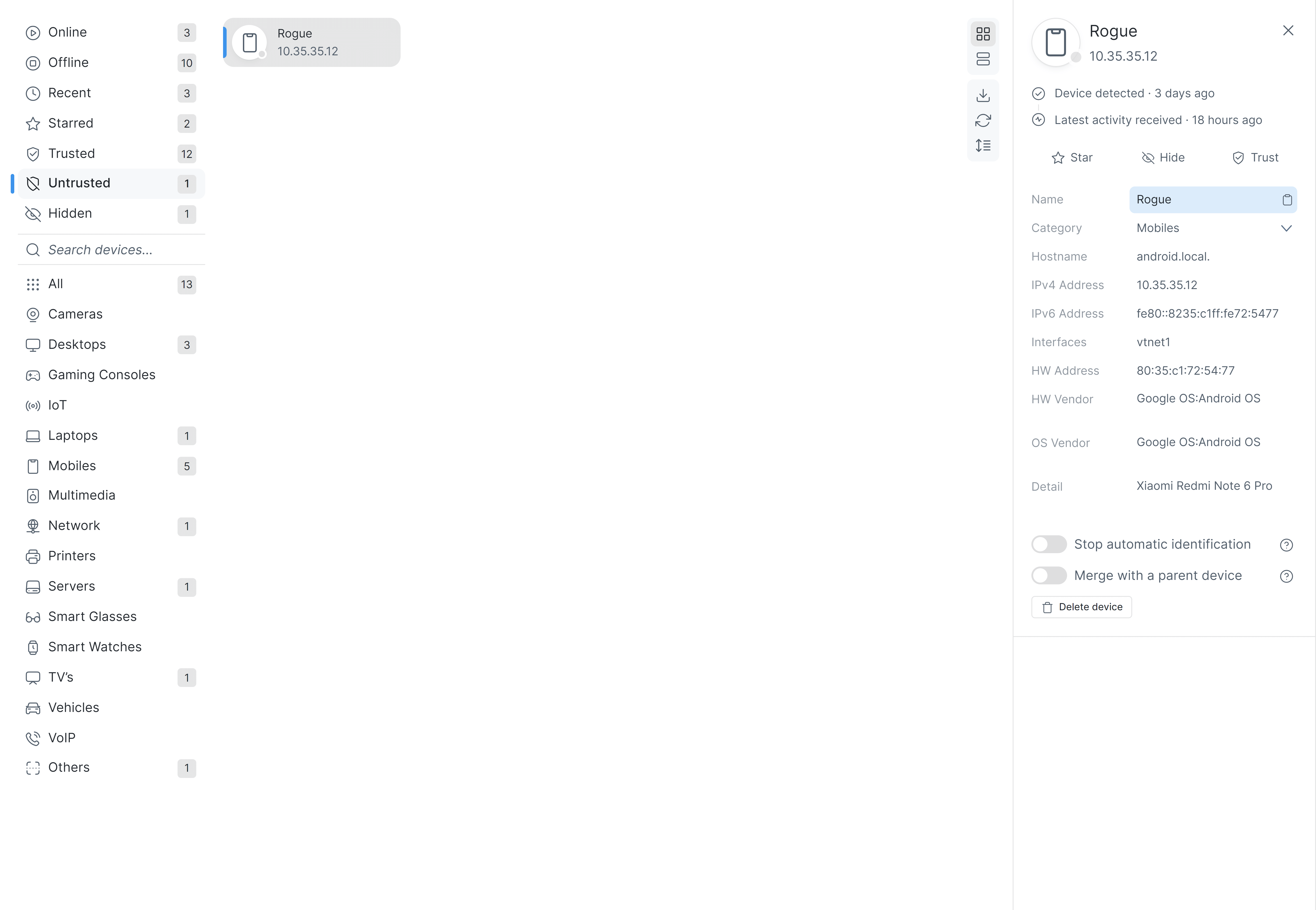 Viewing Untrusted Device List on Zenconsole