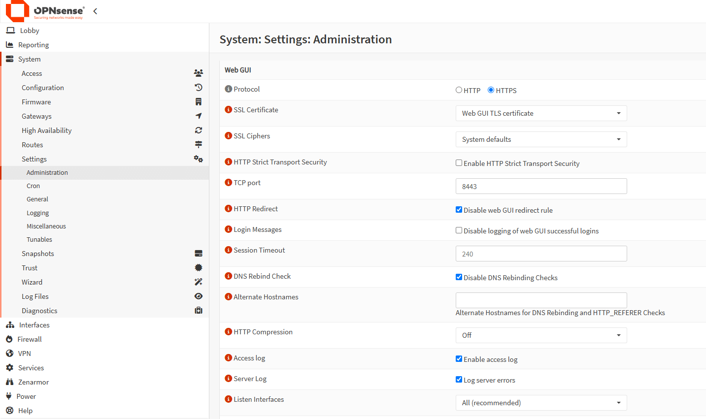 Updating OPNsense WEB UI Port