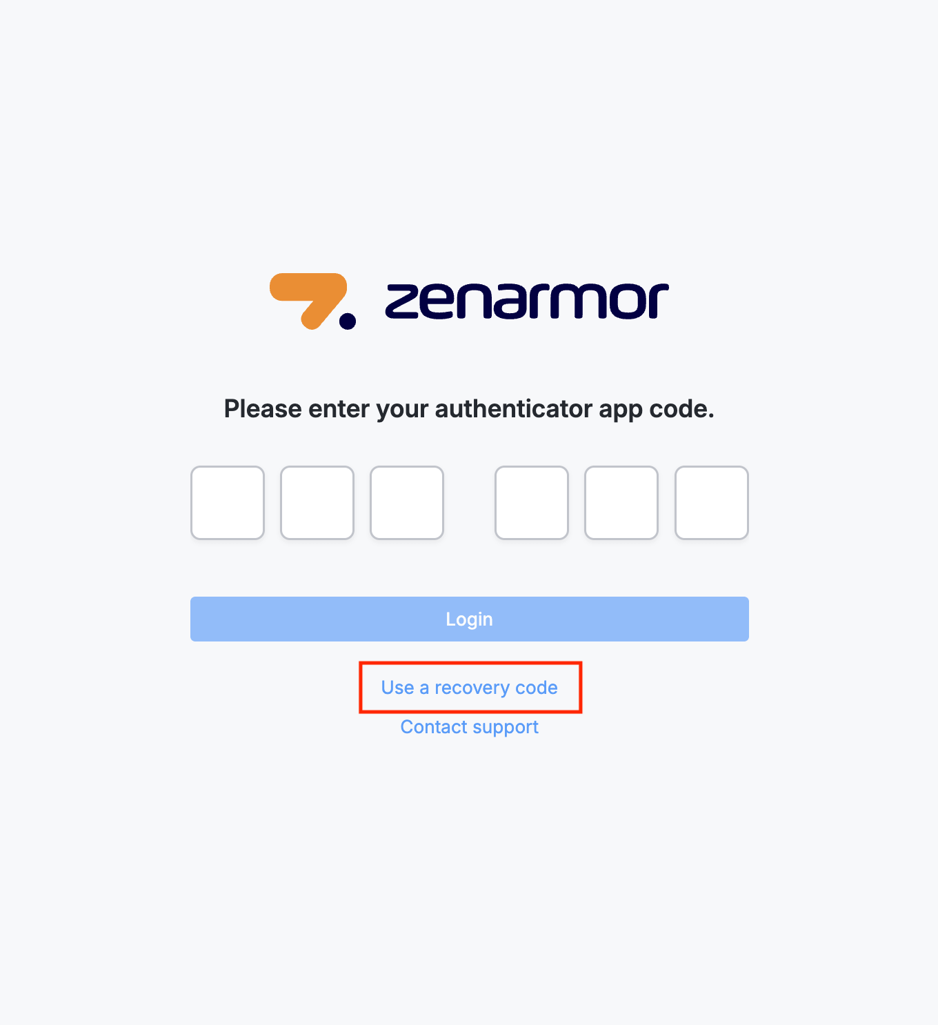 Recovery Code Page Authentication & Password Management - zenarmor.com