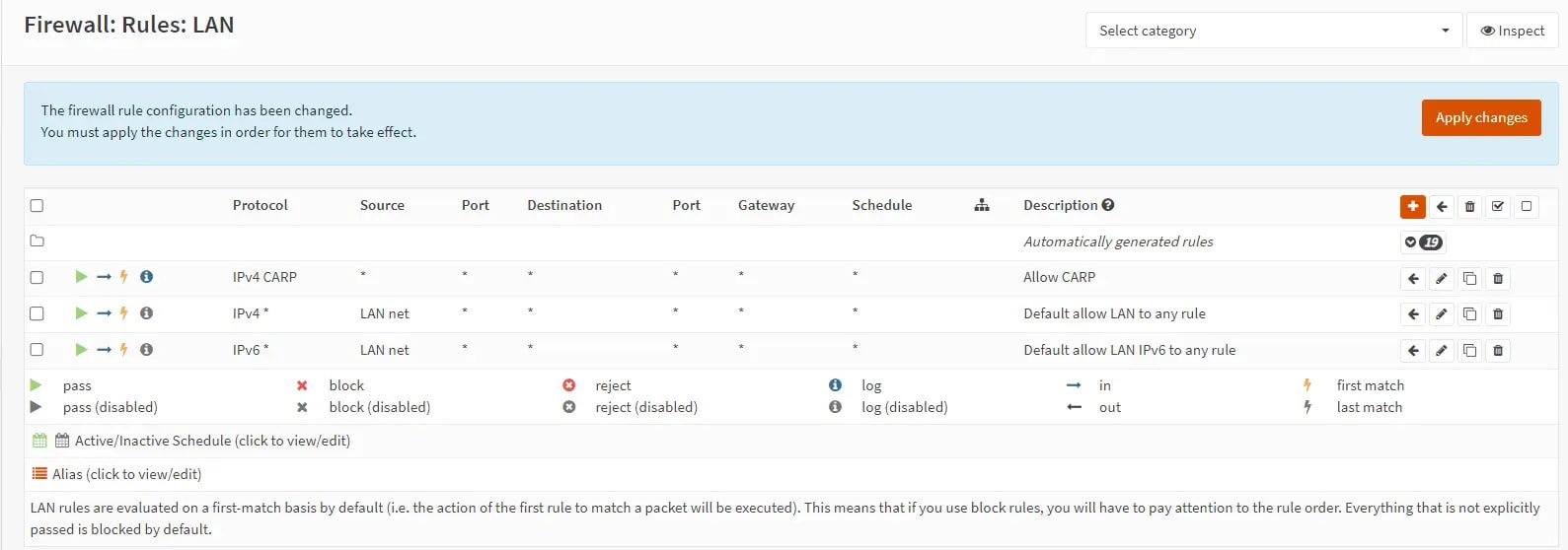 Firewall rules on LAN interface of master