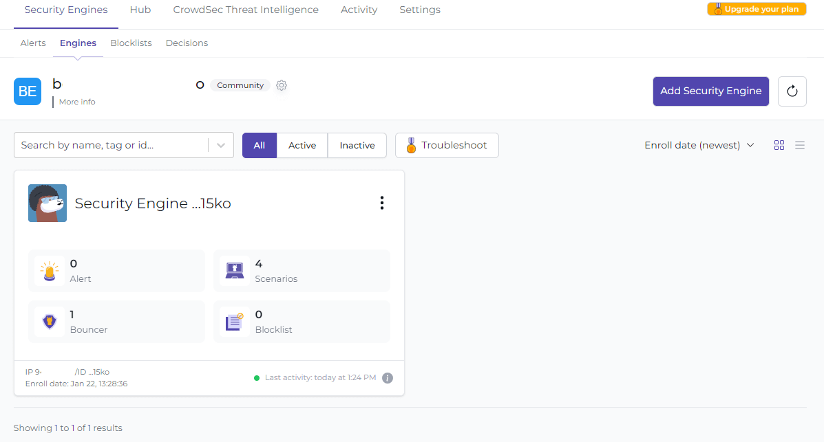 View OPNsense on CrowdSec portal