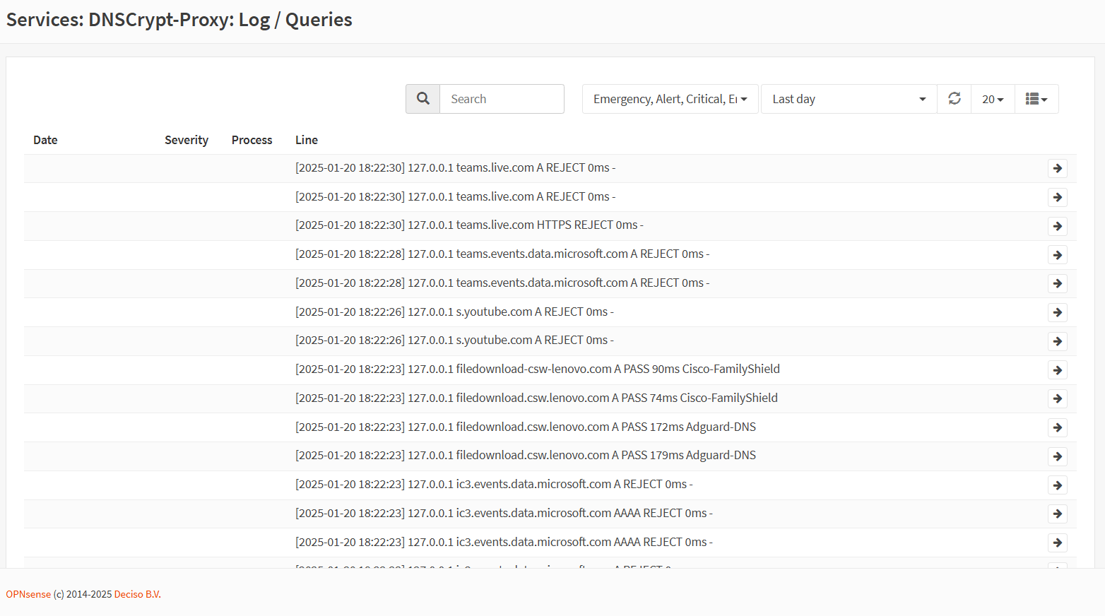 Viewing DNSCrypt-proxy Logs