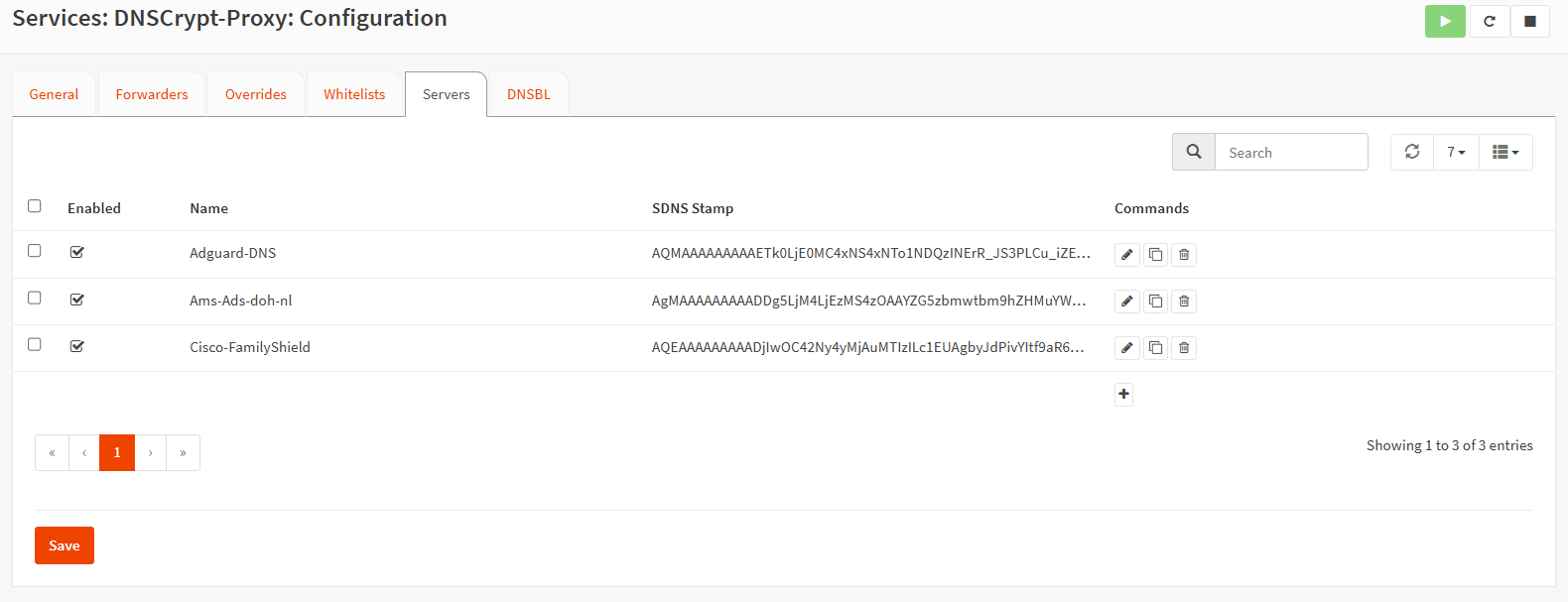 Viewing DNScrypt servers