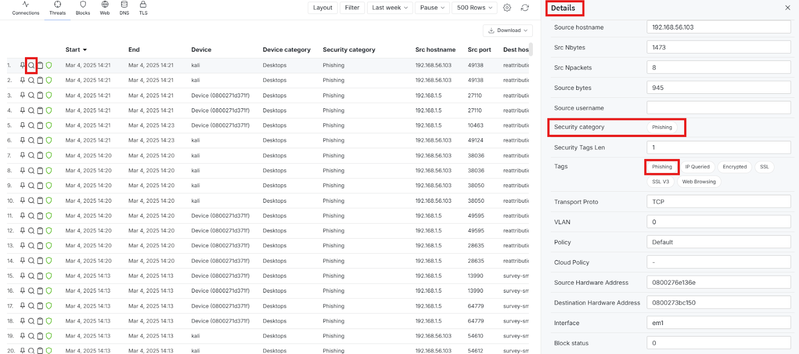 Viewing Traffic Details of Detected Domain