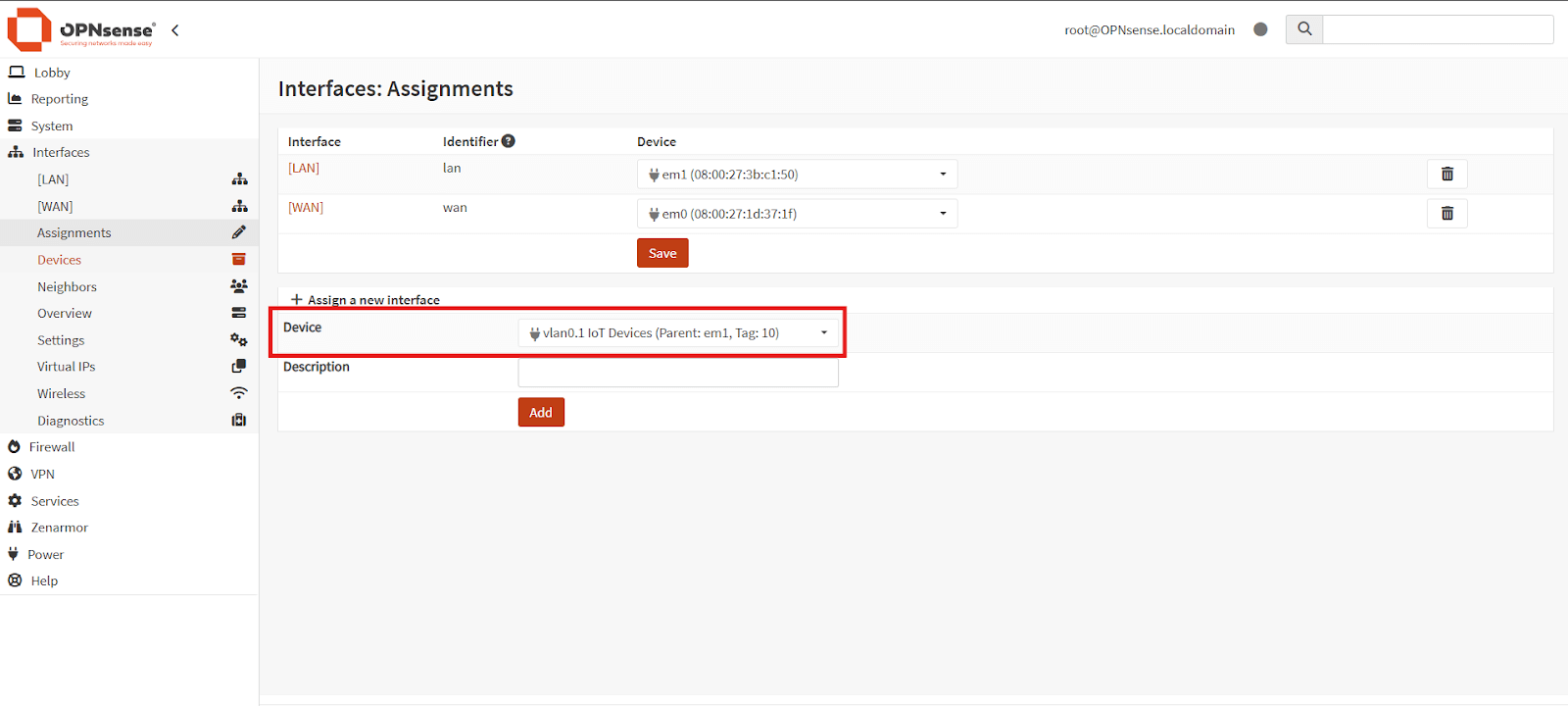 VLAN Interface Assignment on OPNsense