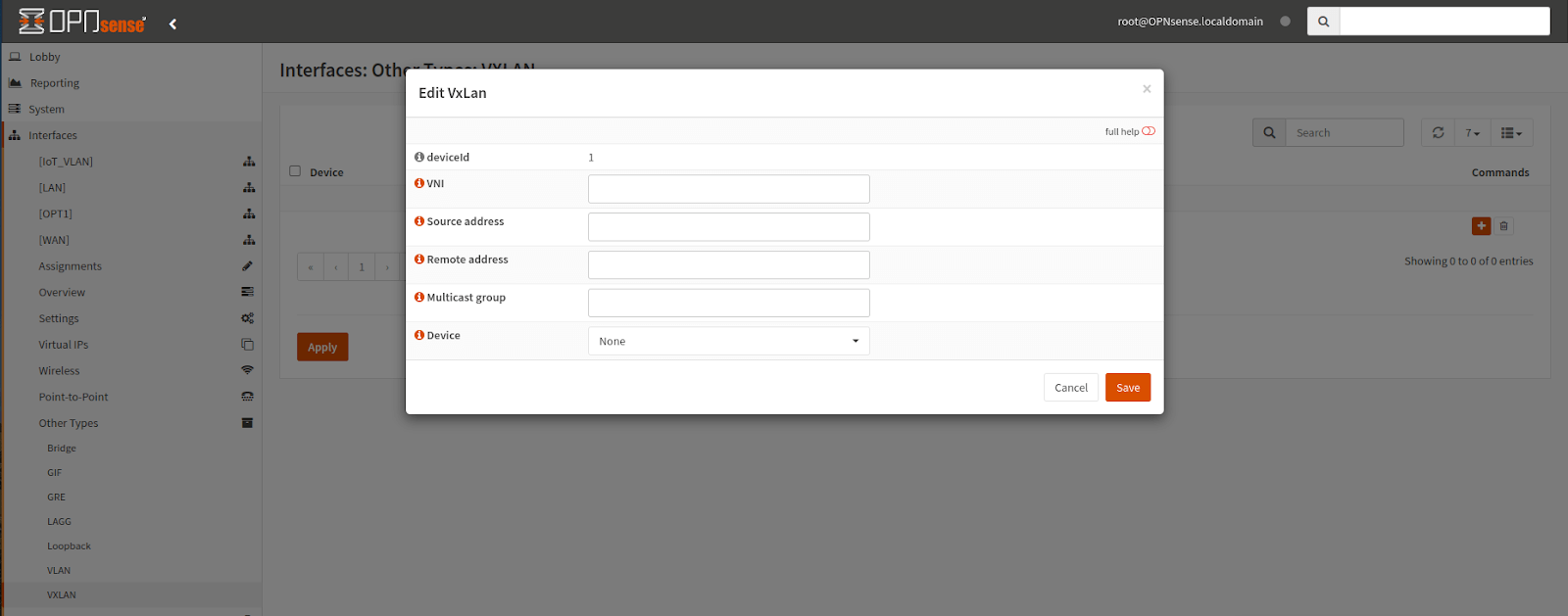 VXLAN Interface Configuration in OPNsense