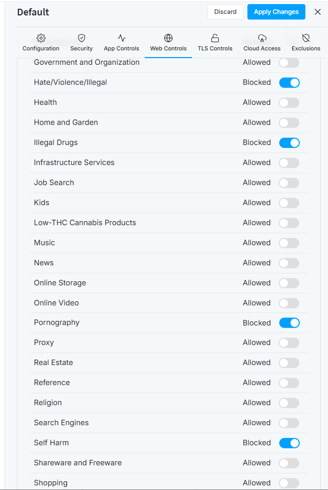Web Rules for Default Policy