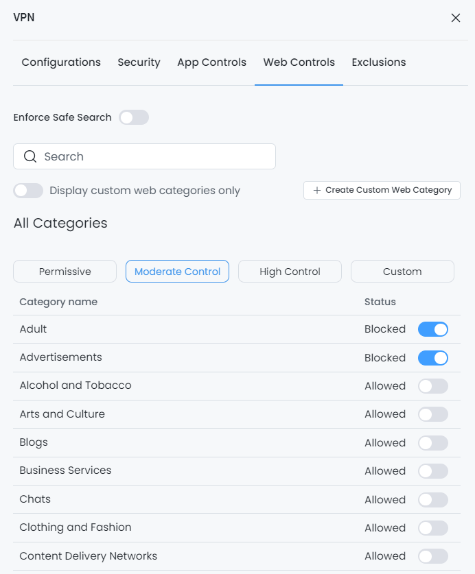 Web Filtering Profiles