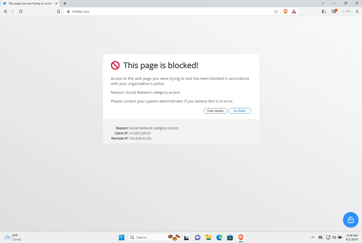 Zenarmor Blocked Landing Page
