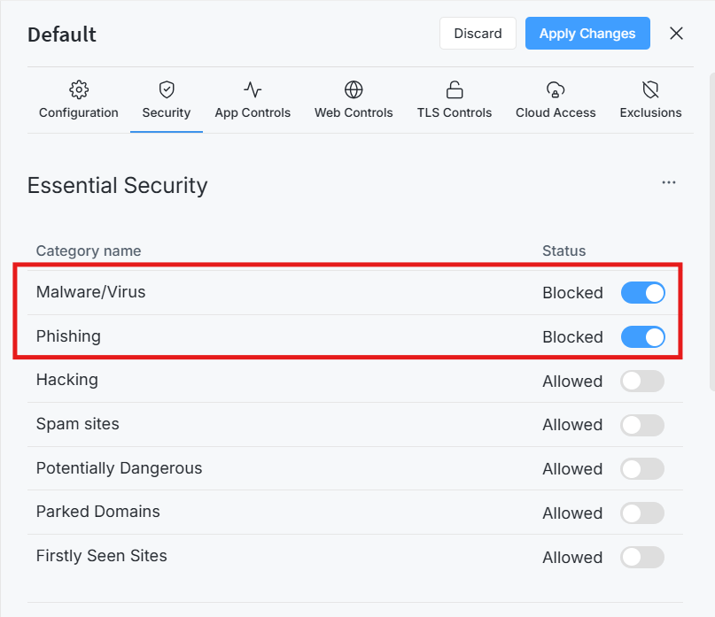 Essential Security Options