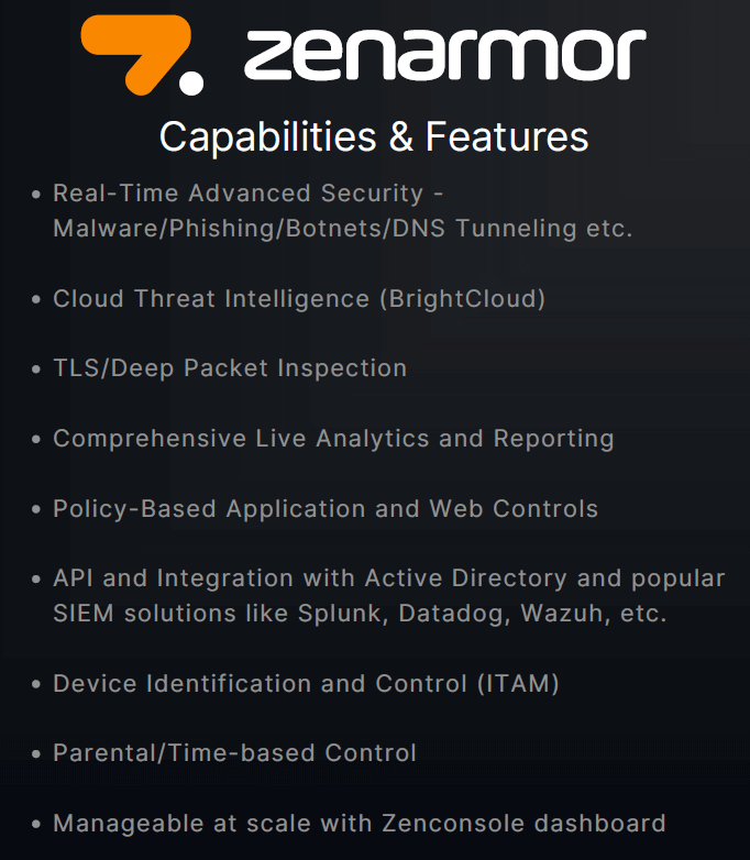 Zenarmor Features