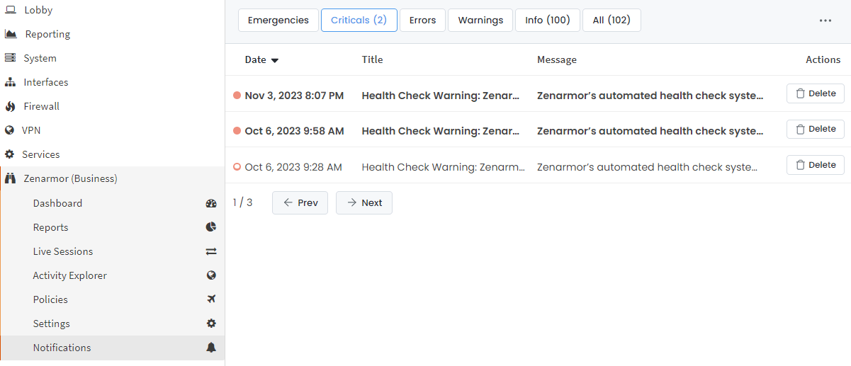 Zenarmor Notifications