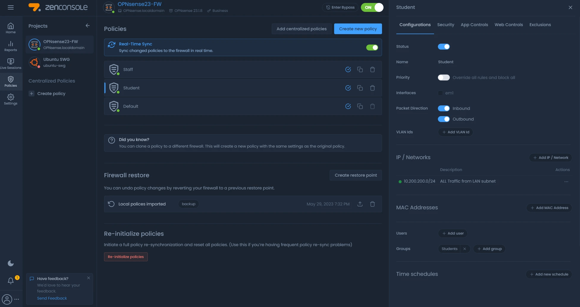 Zenarmor Policy Creation