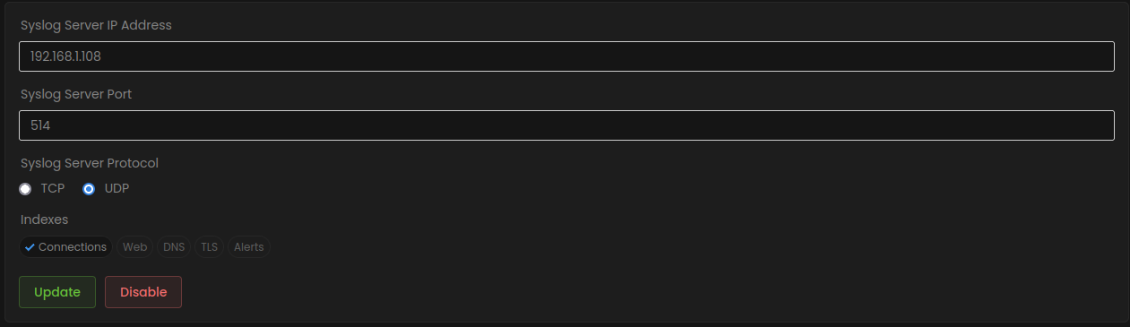 Zenarmor syslog configuration