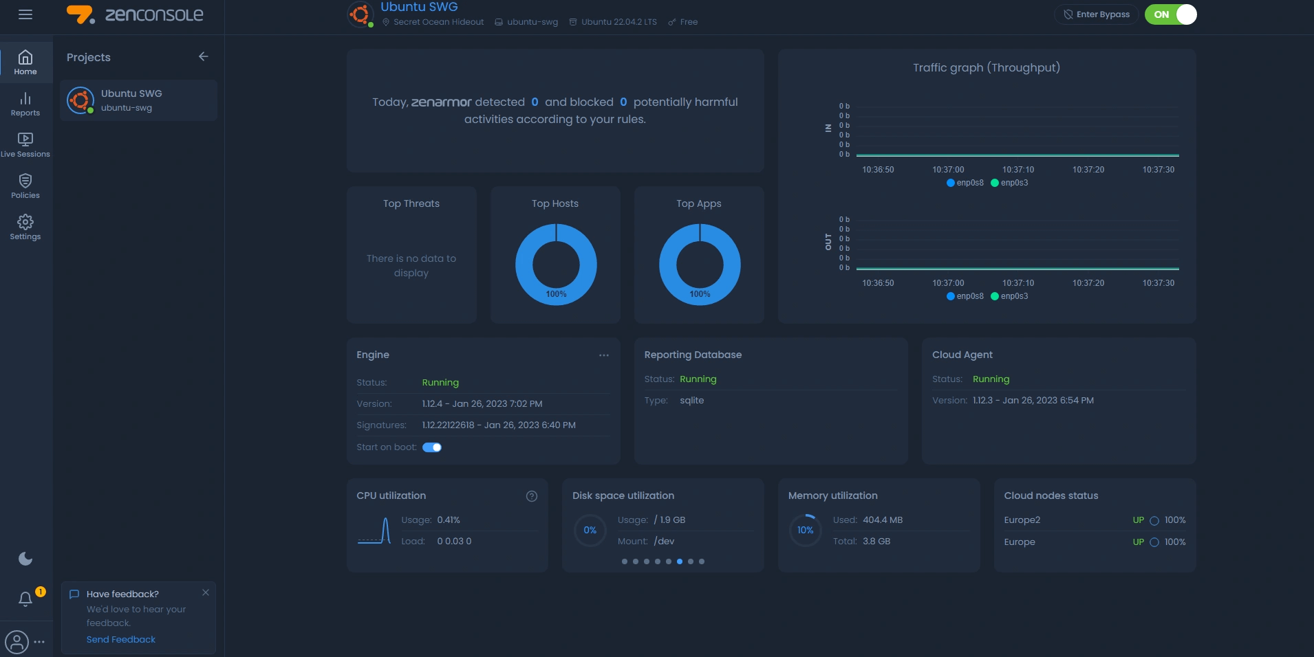 Zenconsole Home Dashboard