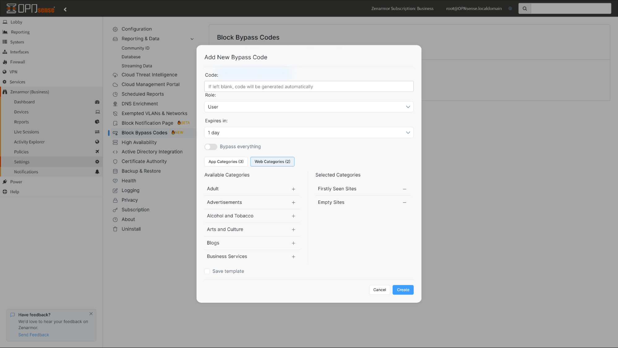 Adding Block Bypass Code on Zenarmor