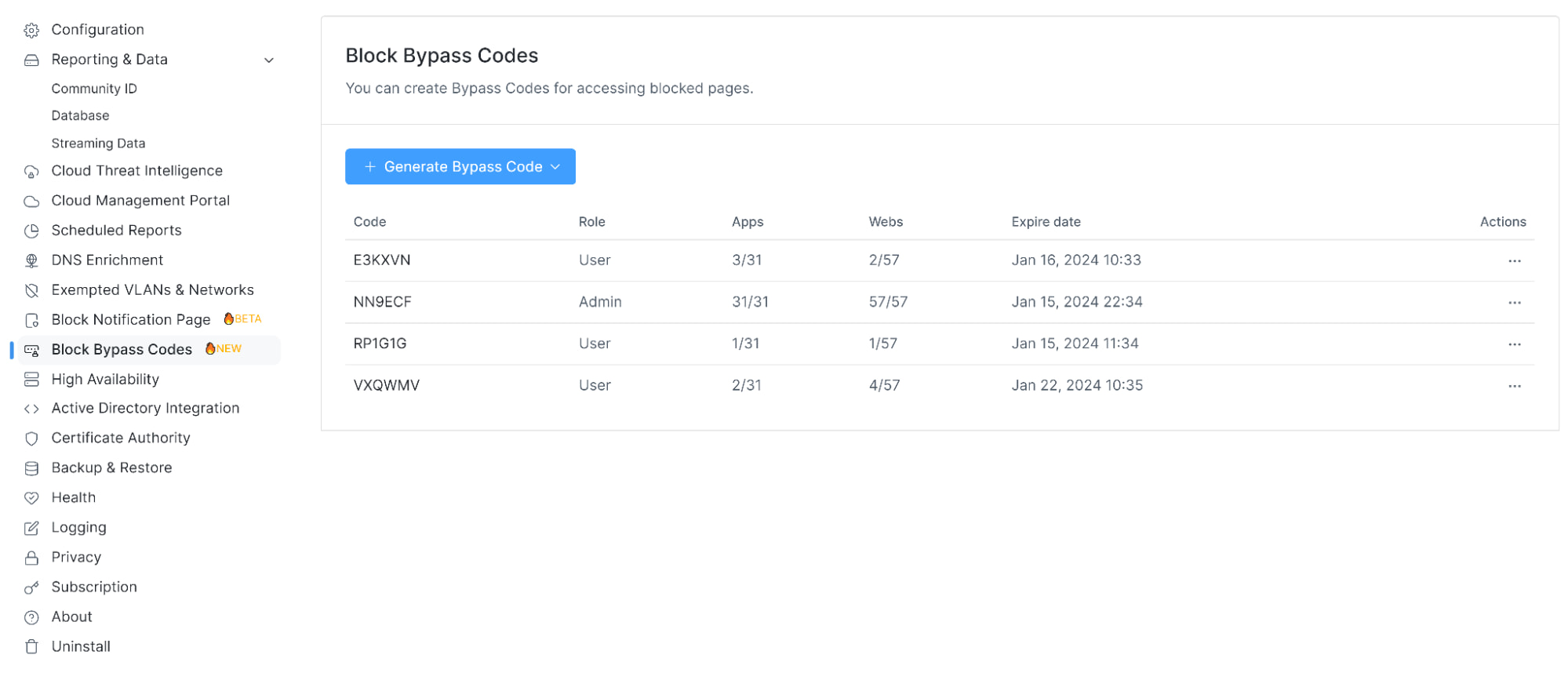 Block Bypass Codes on Zenarmor