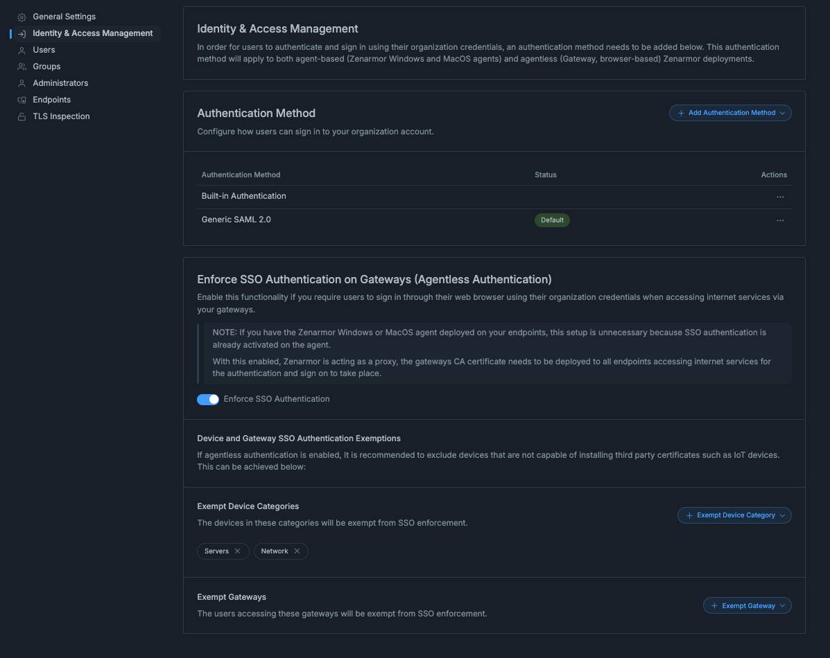 Identity & Access Management Settings