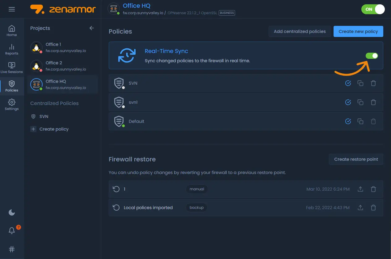 Real-time Policy Synchronization