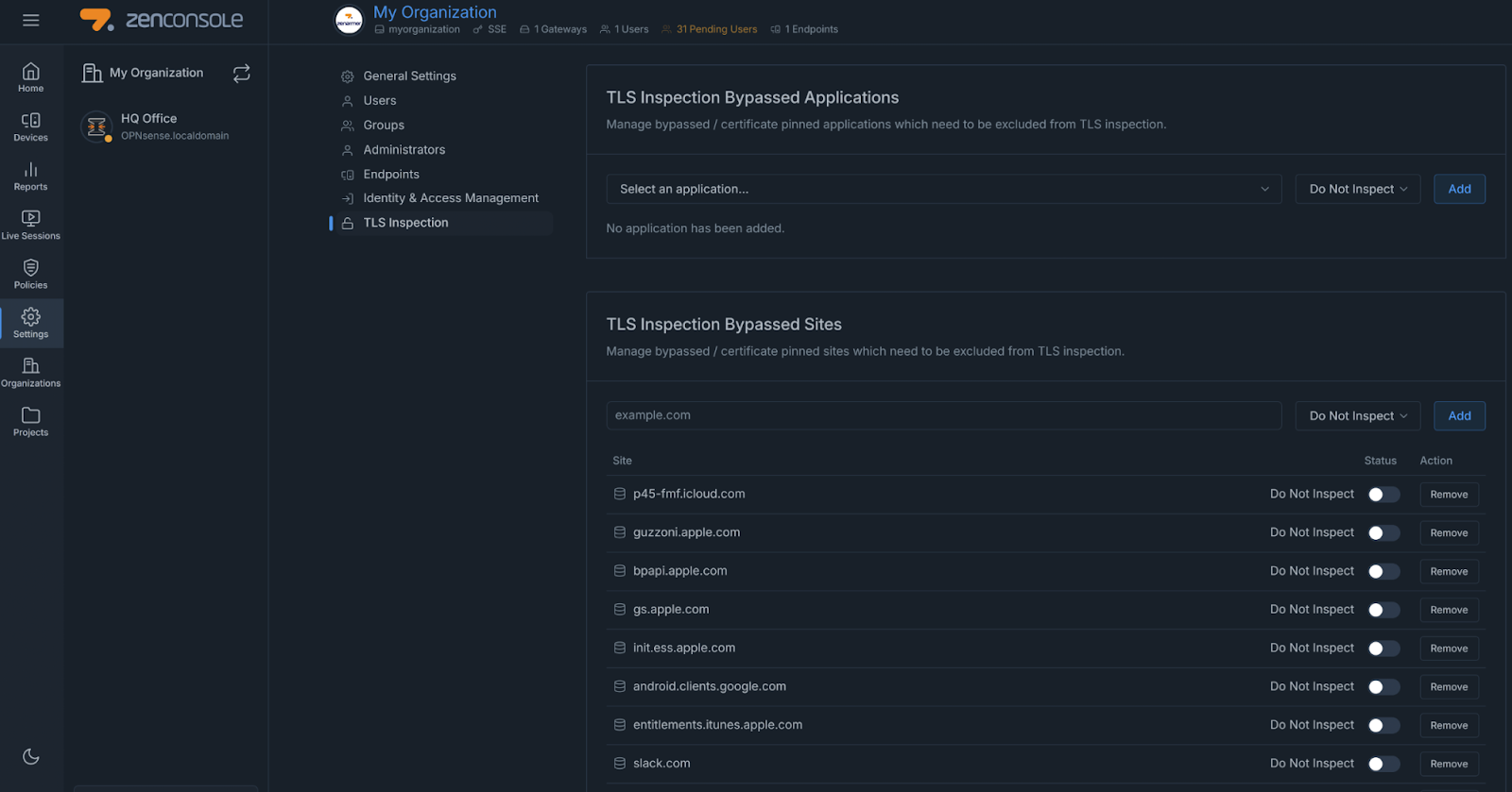 Zenarmor TLS inspection