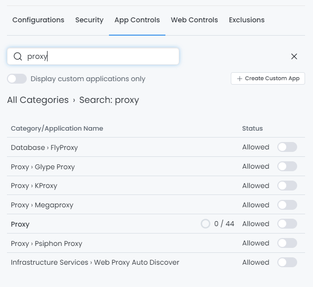 Zenarmor Dashboard App Controls