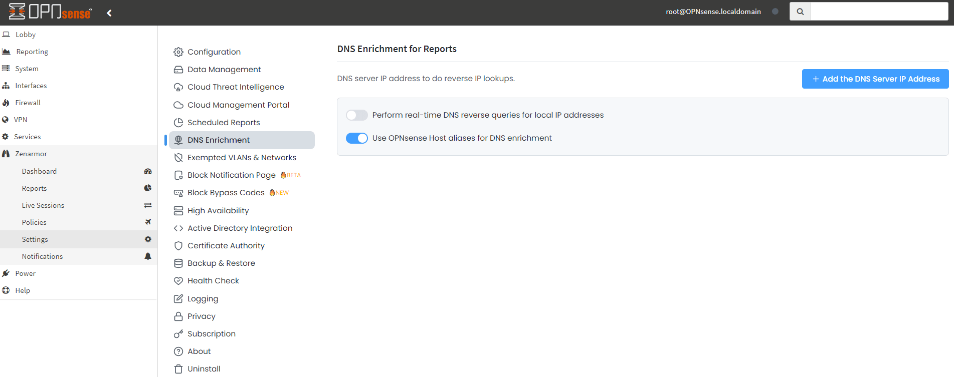 Zenconsole Advanced Reporting on OPNsense