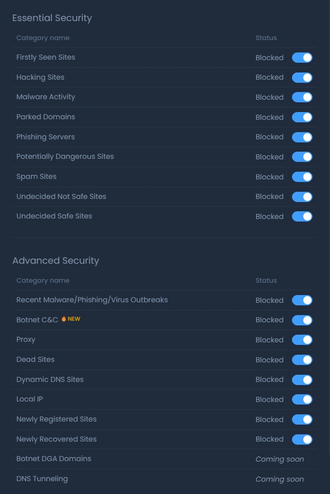 Zenconsole Essential and Advanced security options